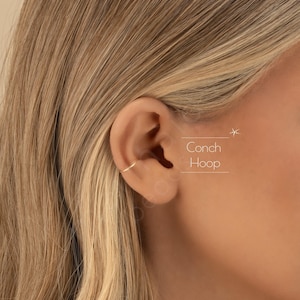 CONCH HOOP • conch earring • cartilage twist hoop • gold hoop earrings • rose gold sterling silver • dainty earrings • 22g 20g 18g • PISH2AH
