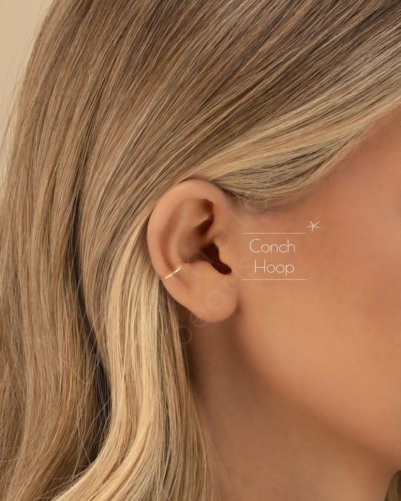 CONCH HOOP • conch earring • cartilage twist hoop • gold hoop earrings • rose gold sterling silver • dainty earrings • 22g 20g 18g • PISH2AH