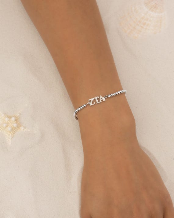 SORORITY GREEK LETTER beaded bracelet • personalized sorority gift • college rush bid day gift • connector for permanent jewelry BRBP3CQMIp