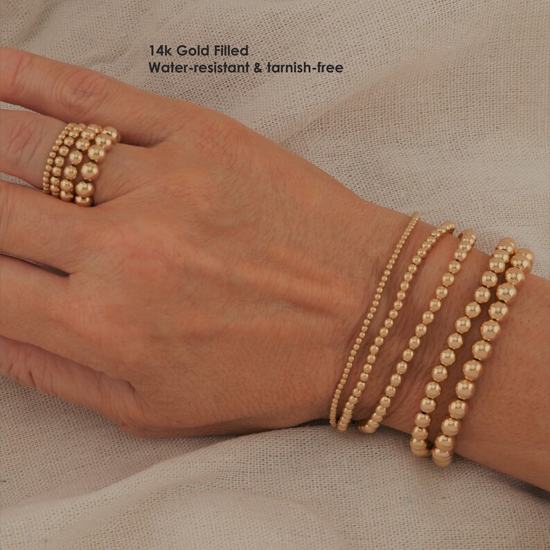 Gold Beaded Bracelets Gold Filled Round Ball Bracelets to Etsy