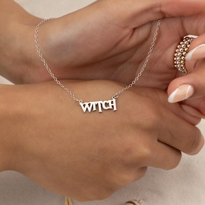 WITCH NAME necklace • friendship gift • Halloween jewelry • water resistant  • whimsigoth