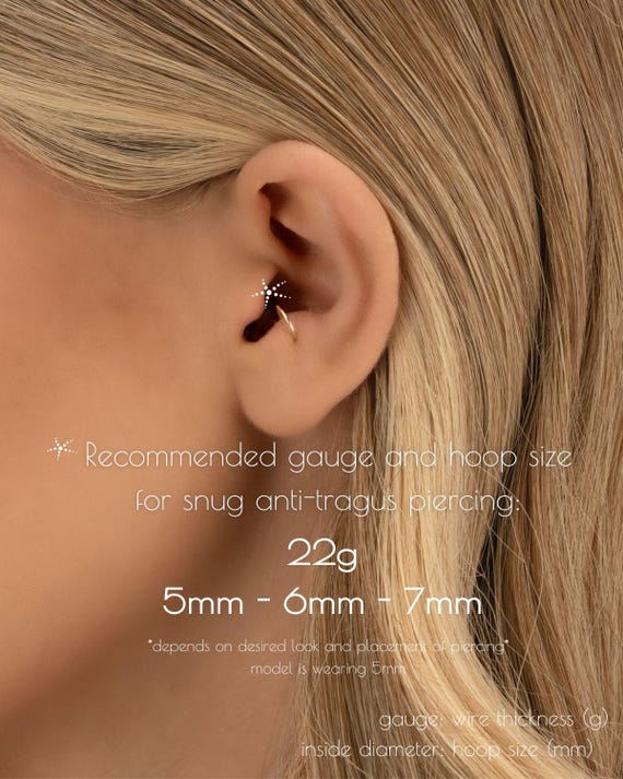 ANTI-TRAGUS HOOP • tragus earring • twist hoops • gold hoop earrings • rose gold sterling silver • dainty earrings • 22g 20g 18g • PISH2BF