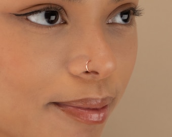 Nose Hoop Nose Ring Septum Ring Septum Hoop Endless Hoop Gold Sterling Silver Rose Gold Tiny Piercing Hoops 18g 20g 22g 5mm 6mm 7mm 8mm 9mm