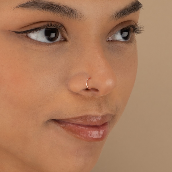 Nose Hoop Nose Ring Septum Ring Septum Hoop Endless Hoop Gold Sterling Silver Rose Gold Tiny Piercing Hoops 18g 20g 22g 5mm 6mm 7mm 8mm 9mm