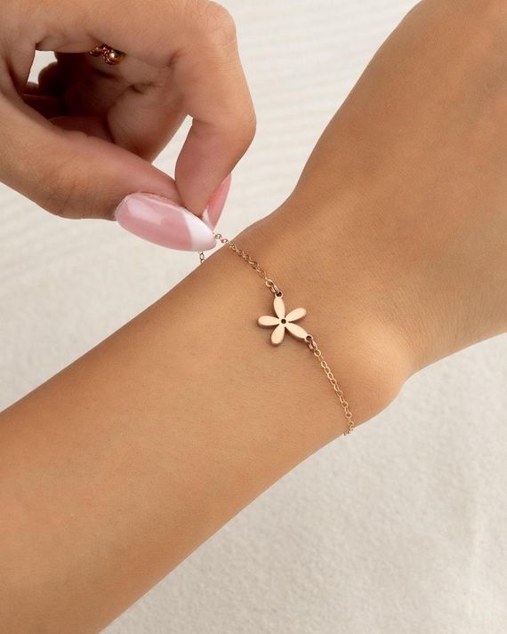 JASMINE FLOWER BRACELET • delicate Hawaiian charm chain bracelet or anklet • bridesmaids gift • anniversary gift • gold silver or rose gold