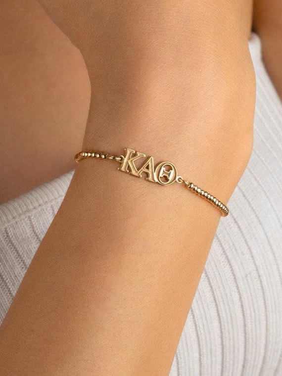 SORORITY GREEK LETTER beaded bracelet • personalized sorority gift • recruitment bid day initiation gift • connector for permanent jewelry