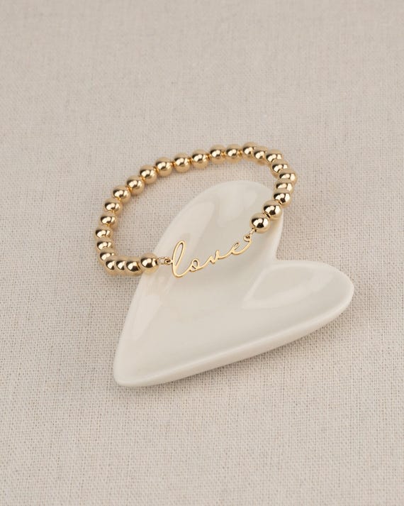 LOVE beaded bracelet • personalized jewelry • beaded bracelet or anklet • stretch and water resistant • wedding jewelry • gift for bride