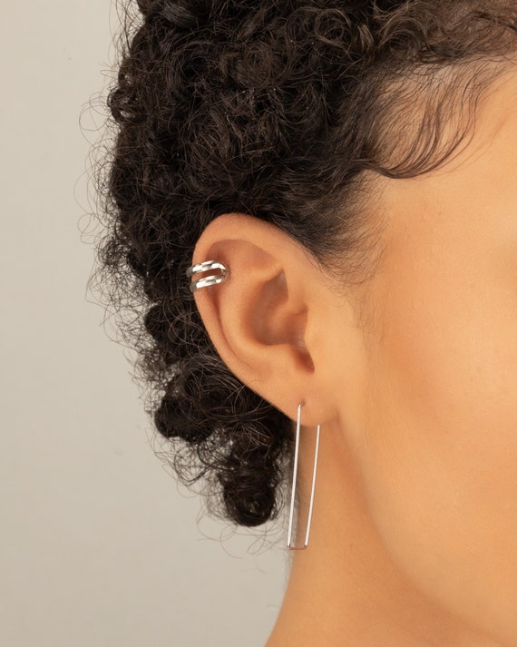 EAR CUFF Silver Double Hoop Ear Wrap Fake Piercing Ear Stack Adjustable Gift Unisex Birthday Wife Girlfriend Sister Couples Gift Mothers Day Etsy Canada