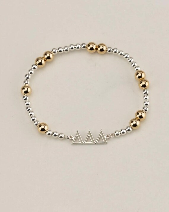 SORORITY beaded bracelet • mixed metal beads • personalized recruitment bid day initiation gifts • sterling silver and 14k gold filled