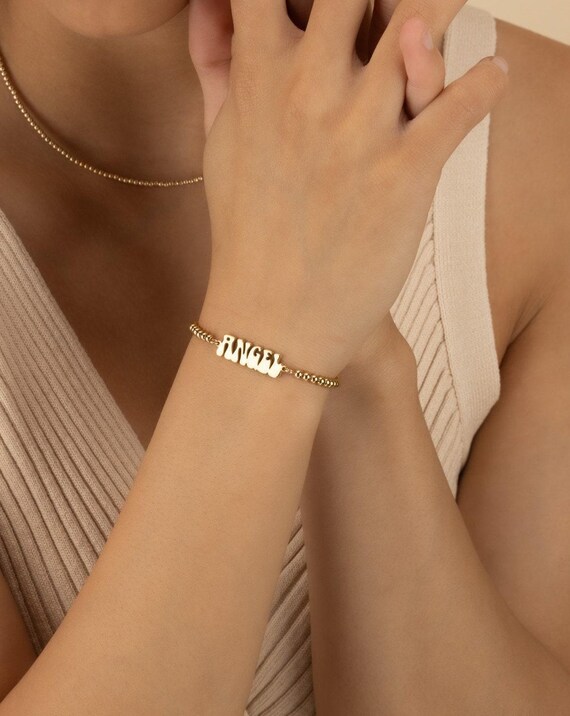 ANGEL NAME BEADED bracelet • perfect gift for her • stackable dainty bracelet • stretch and water resistant • wedding jewelry • BRBP3BRLA