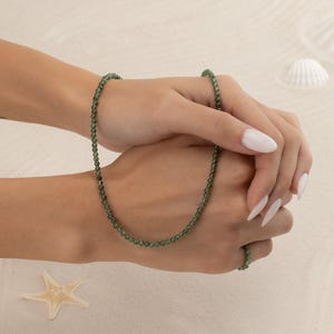 JADE NECKLACE 3MM • genuine gemstone • waterproof • jewelry with meaning • luck prosperity • layering statement