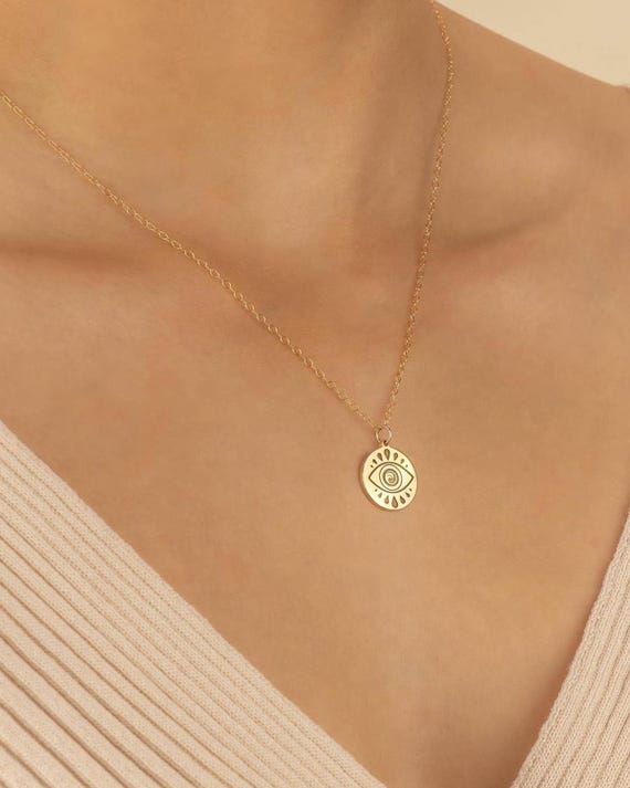 EVIL EYE PENDANT necklace • dainty gift for her • jewelry with meaning • birthday bridal • water resistant layering necklace • NECC3PCBH