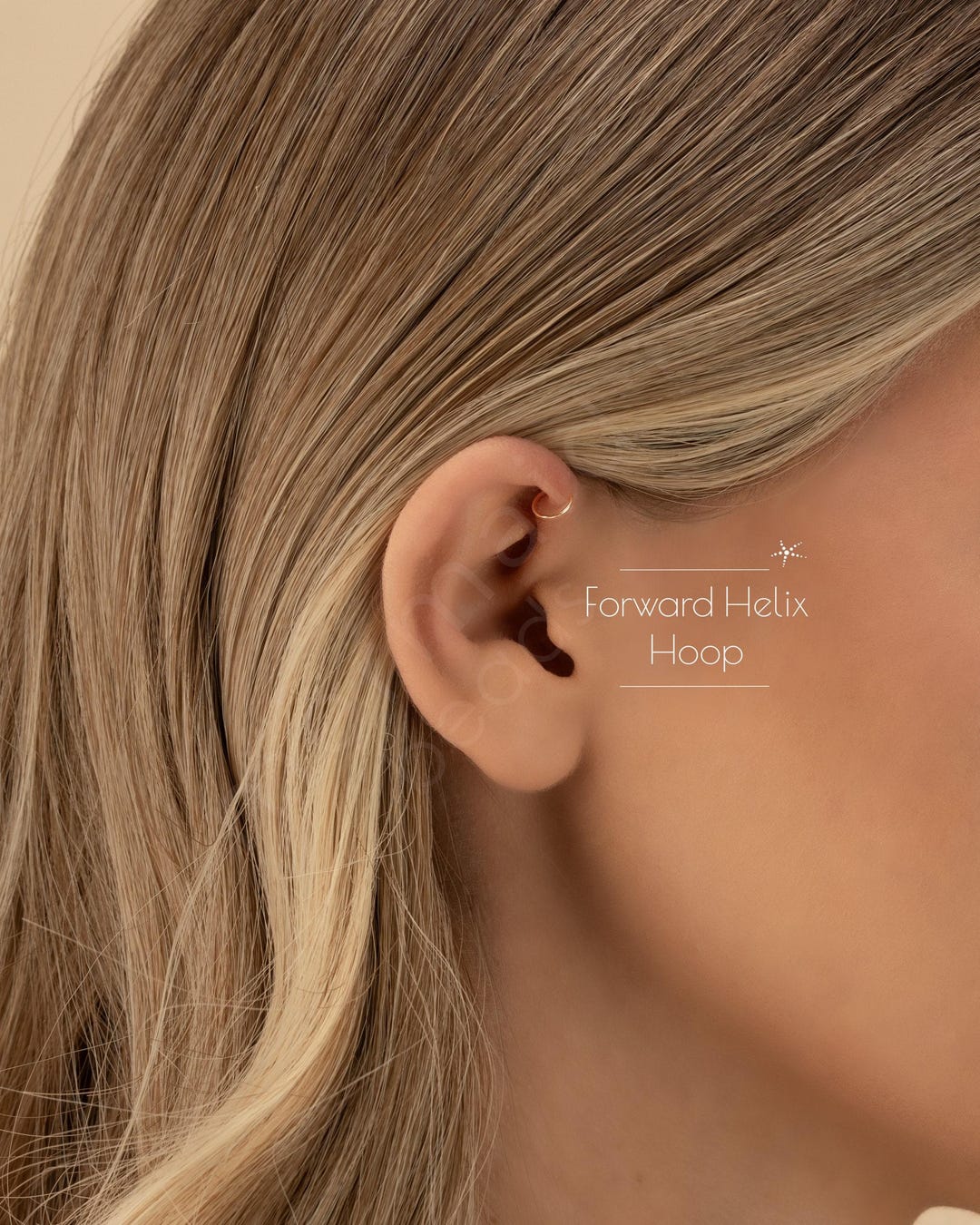Buy FORWARD HELIX HOOP • Helix Earring • Cartilage Hoop • Gold