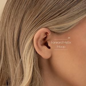 FORWARD HELIX HOOP • helix earring • cartilage hoop • gold hoop earrings rose gold sterling silver • dainty earrings • 22g 20g 18g • PISH2AK
