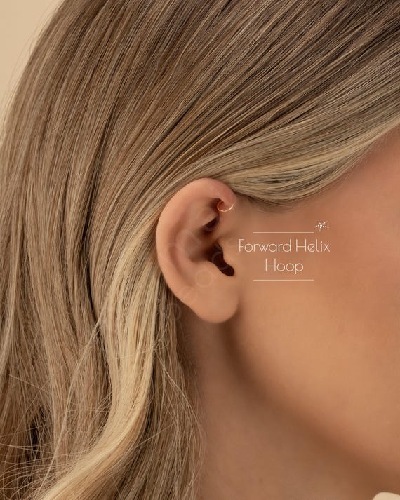 FORWARD HELIX HOOP • helix earring • cartilage hoop • gold hoop earrings rose gold sterling silver • dainty earrings • 22g 20g 18g • PISH2AK