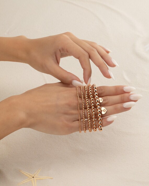 HEART PAW PRINT charm beaded bracelet • perfect gift for cat mom cat lover dog lover • dainty stackable stretch water resistant • BRBP3CHAB