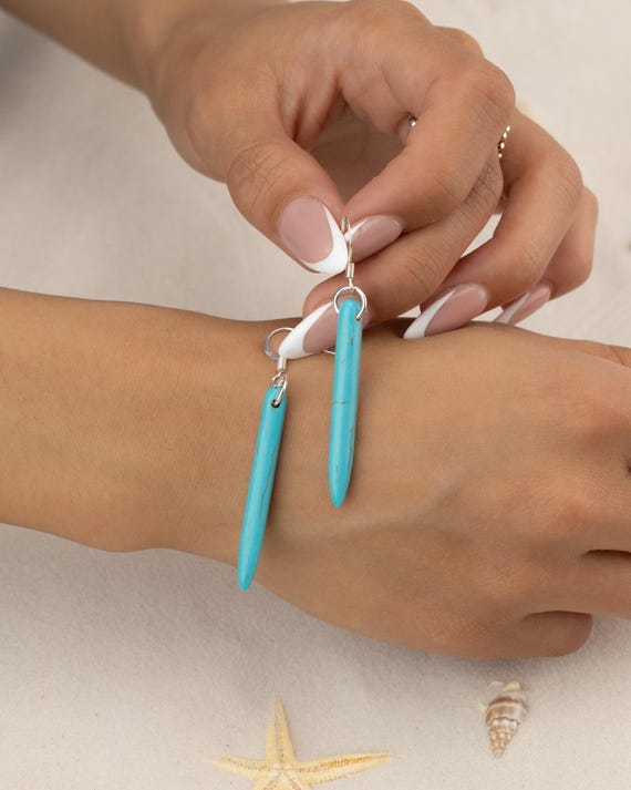 TURQUOISE EARRINGS • long dangle spike earring • gift for girlfriend wife sister • Festival Jewelry • Western  Cowgirl Jewelry • EADA2TSAC