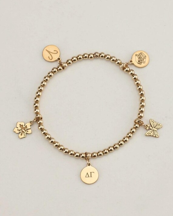 SORORITY CHARM bracelet • 5 charm bracelet • personalized jewelry • select your charms • water resistant • initiation gift