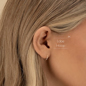 LOBE HOOP • lobe earring • waterproof • 14k gold filled, rose and sterling silver • dainty earrings • 22g 20g 18g
