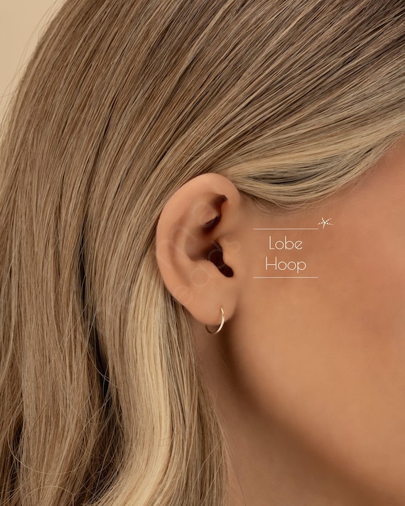 LOBE HOOP • lobe earring • cartilage twist hoop • gold hoop earrings • rose gold sterling silver • dainty earrings • 22g 20g 18g • PISH2AN