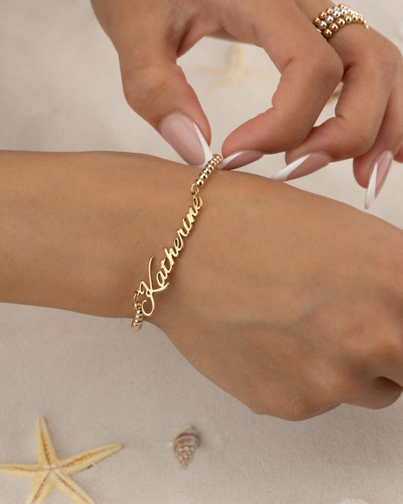 PERSONALIZED NAME BEADED bracelet | perfect gift for her | stackable dainty bracelet | stretch and water resistant | minimalist | BRBP3BZCAp