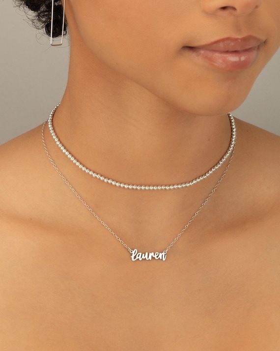 PERSONALIZED NAME NECKLACE • dainty name necklace • perfect gift for her • water resistant layering necklace • bridesmaid gifts • NECC3DBRIp