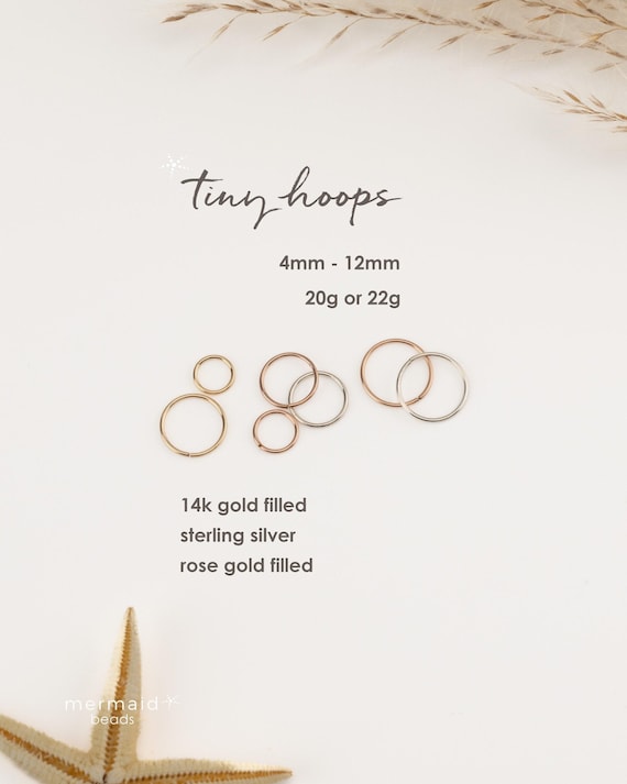CARTILAGE HOOP EARRINGS • twist hoops • conch daith helix lobe rook septum tragus • gold rose gold sterling silver • 22g 20g 18g • PISH2AG