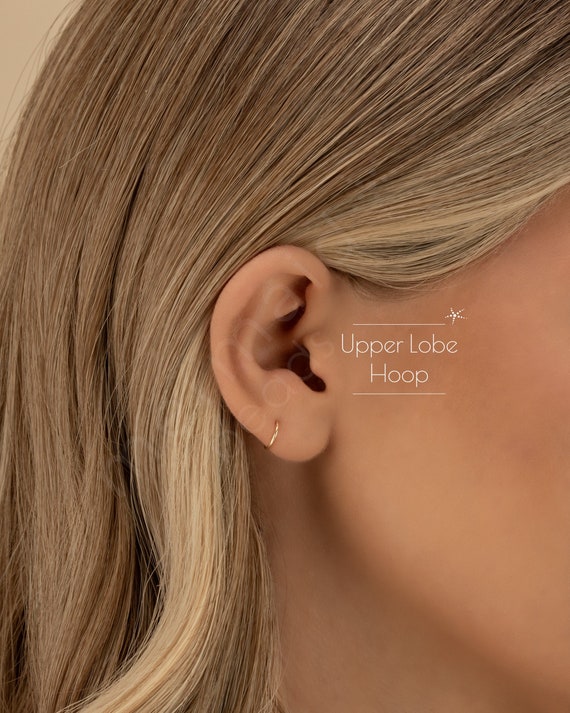 Upper Lobe Second Third Hoop Earrings Thin Tiny Cartilage Earring Hoops Nickel Free Small Ring Gold Filled Sterling Silver Rose Gold Filled