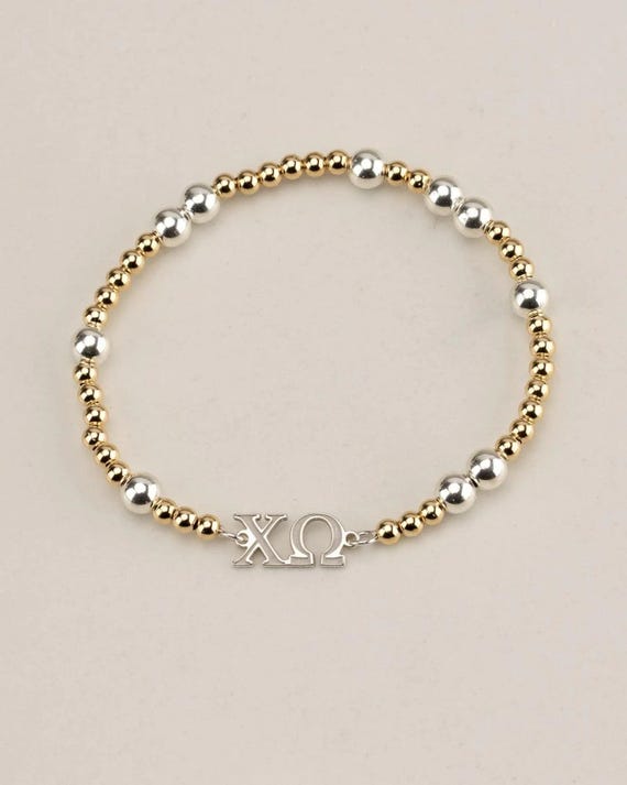 SORORITY beaded bracelet • mixed metal beads • personalized recruitment bid day initiation gifts • sterling silver and 14k gold filled