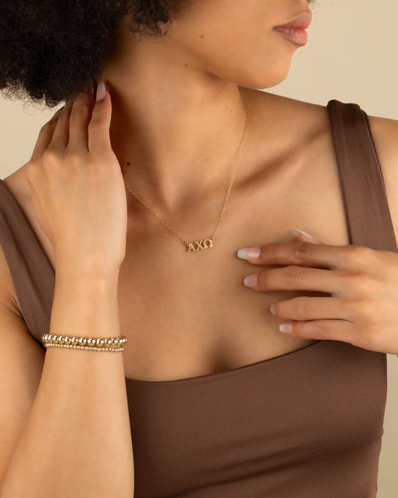 SORORITY NAME necklace • greek letters jewelry • Kappa Alpha Theta Chi Omega Delta Pi Zeta Gamma Phi Mu Sigma Omicron Psi Xi Beta NECC3AIMIp