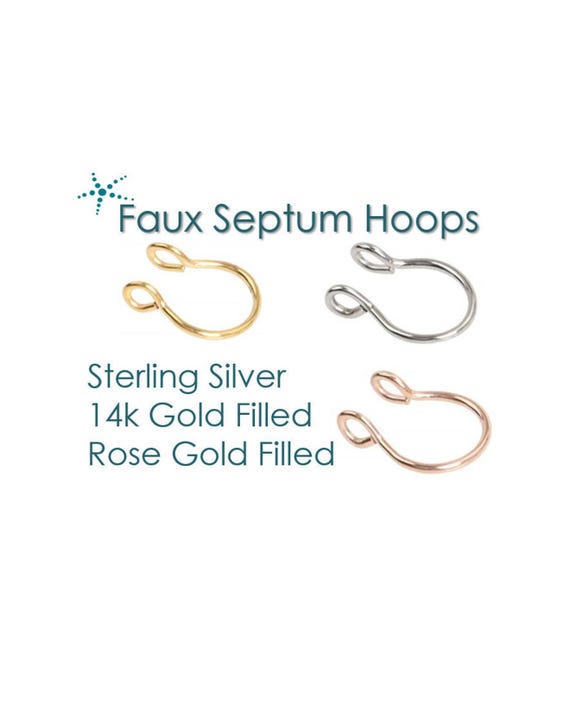 FAKE SEPTUM RING • no piercing needed body jewelry • dainty tiny faux nose ring • gold septum hoop • sterling silver rose gold • FPFS2AA