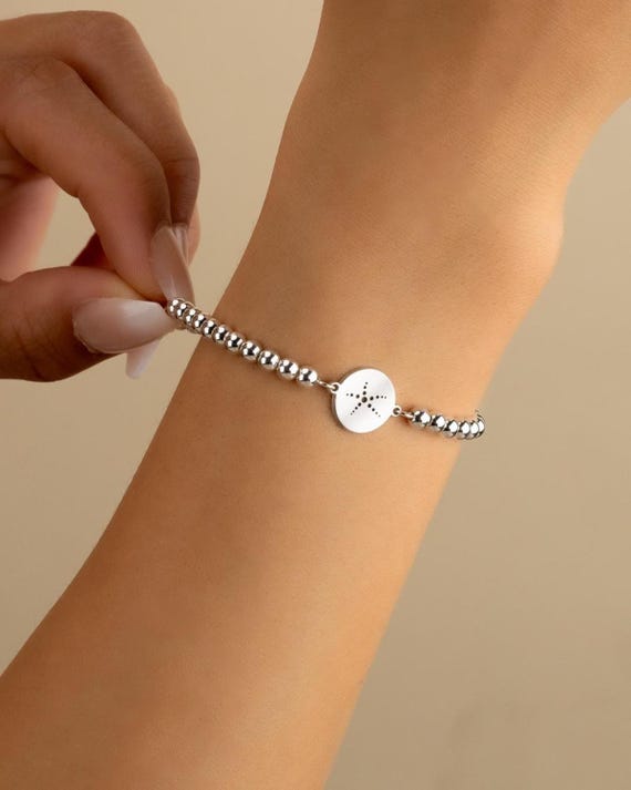 STARFISH CHARM BEADED bracelet • gift for her • ocean inspired beach lover stackable dainty bracelet • stretch water resistant • BRBP3CH2AK