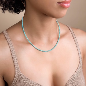 TINY TURQUOISE NECKLACE 2MM • genuine December birthstone • Sagittarius Capricorn • birthday gift • water resistant • western jewelry