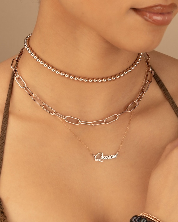 QUEEN PERSONALIZED NAME necklace • perfect gift for her anniversary bachelorette bridal shower engagement • water resistant • NECC3AUCAp