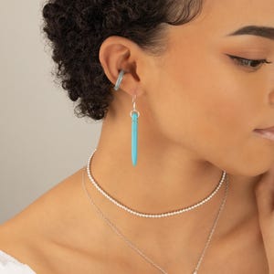 Turquoise EAR CUFF Silver or Gold Conch Cuff Blue Stone Ear Wrap Fake Piercing Hoop Boho Ear Stack Festival Unisex Birthday Gift Mothers Day
