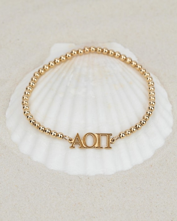 SORORITY GREEK LETTER beaded bracelet • personalized sorority gift • college rush bid day gift • connector for permanent jewelry BRBP3CMMIp