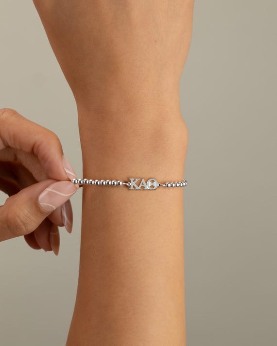 SORORITY GREEK LETTER beaded bracelet • personalized sorority gift • bid day initiation gift • connector for permanent jewelry BRBP3CPMIp