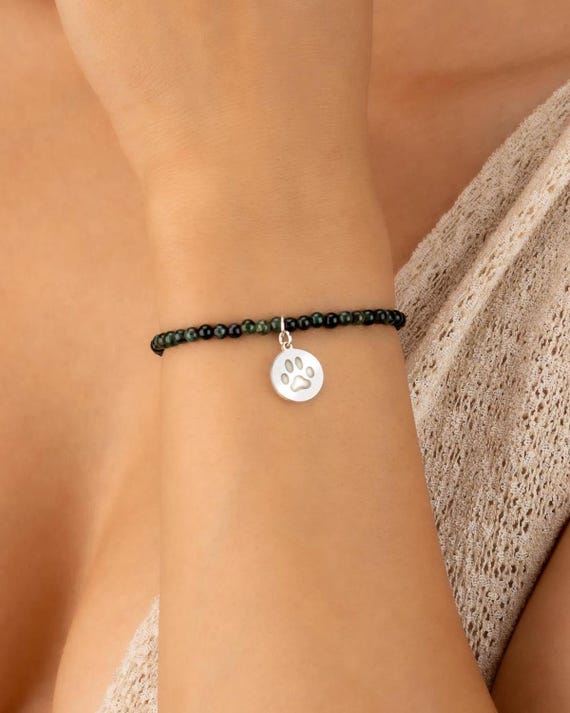 EMERALD CHARM BRACELET • personalized charm • may birthstone • taurus gemini • dainty bracelet gift • stretch water resistant • BRBS3CHAPp