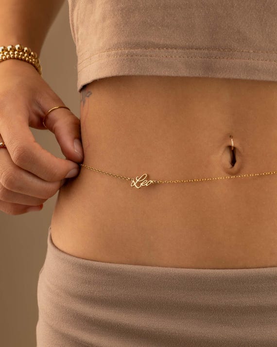 ZODIAC BELLY CHAIN • personalized body chain • bikini body jewelry • water resistant • gold sterling silver rose gold • Star Sign BCCC3ASp
