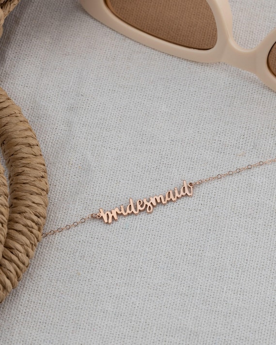 BRIDESMAID PERSONALIZED NAME necklace • bridesmaids jewelry • bachelorette bridal shower gift • wedding party • water resistant • NECC3AJCAp