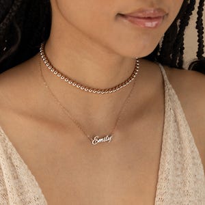 ROSE GOLD BEADED necklace • dainty necklace for layering • water resistant • sterling silver gold • bridesmaid gift bridal jewelry • NEBP2AE