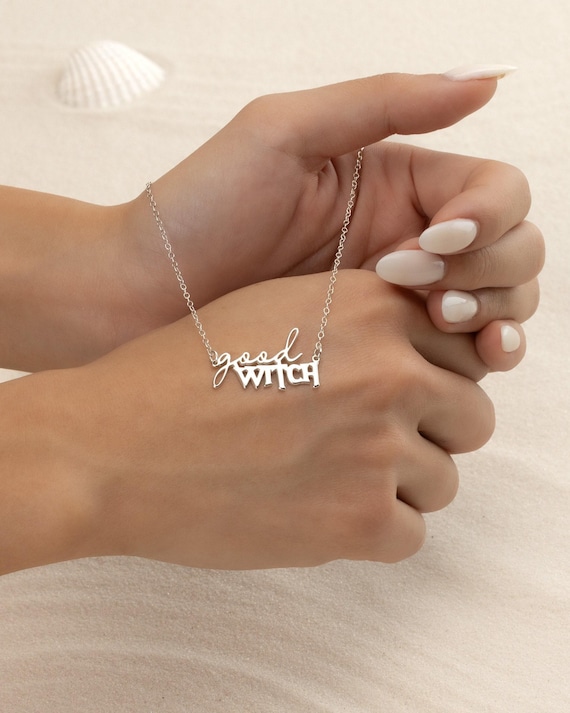 WITCH NAME necklace • perfect Halloween gift for her • Halloween costume necklace pendant • water resistant • NECC3CGSV