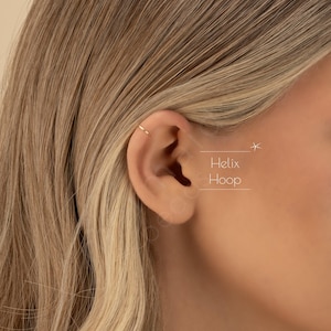 HELIX HOOP • helix earring • cartilage hoop • gold hoop earrings • rose gold sterling silver • dainty earrings • 22g 20g 18g • PISH2AM
