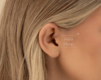 HELIX HOOP • helix earring • cartilage hoop • gold hoop earrings • rose gold sterling silver • dainty earrings • 22g 20g 18g • PISH2AM