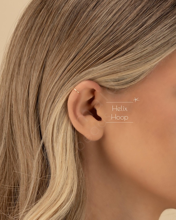 HELIX HOOP • helix earring • cartilage hoop • gold hoop earrings • rose gold sterling silver • dainty earrings • 22g 20g 18g • PISH2AM