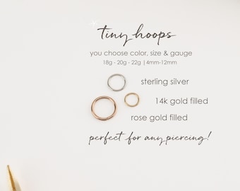 NOSE RING • twist hoops • waterproof • quality 14k gold filled, rose or sterling silver • 22g 20g 18g