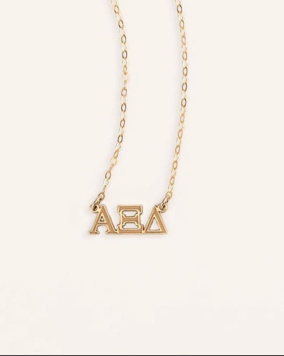 SORORITY NAME necklace • greek letters jewelry • alpha xi delta kappa theta chi omega pi phi mu omicron psi zeta tau sigma • water resistant