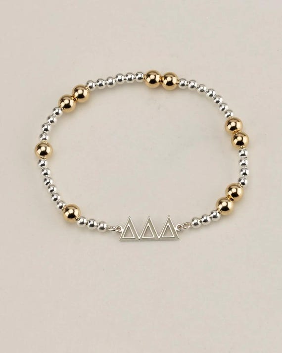 SORORITY beaded bracelet • mixed metal beads • personalized recruitment bid day initiation gifts • sterling silver and 14k gold filled
