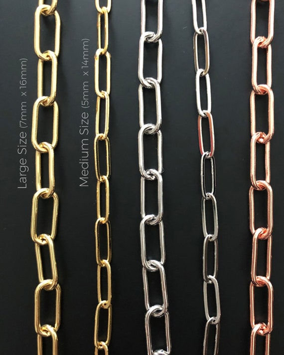 Rose Gold Paperclip Chain Necklace Chunky Gold Chain Bracelet Anklet  Gold Silver Rose Gold Large Link Chain Summer Jewelry