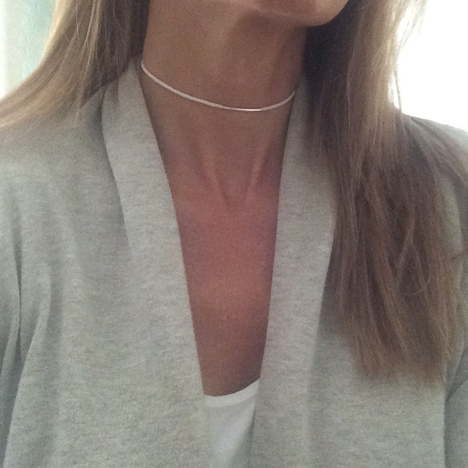 BE KIND Beaded Choker Blue and Silver